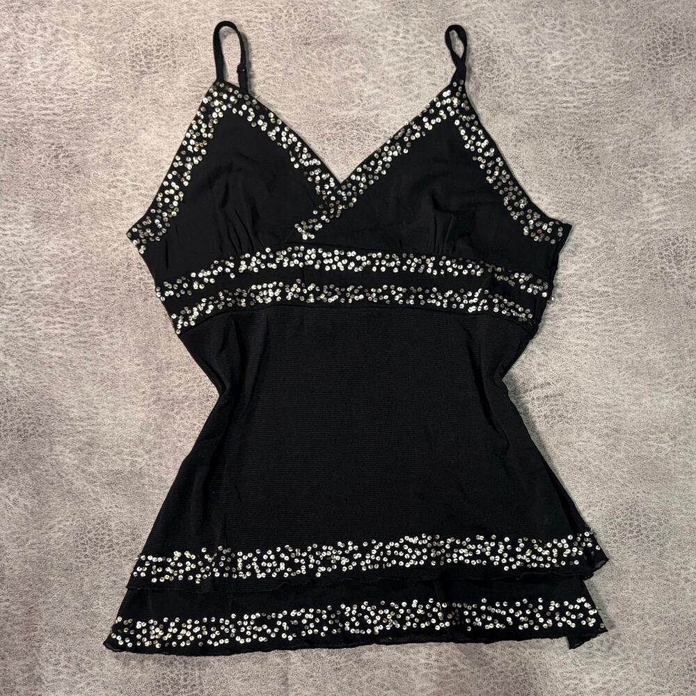 Y2k Black Embellished Mesh Cami Top